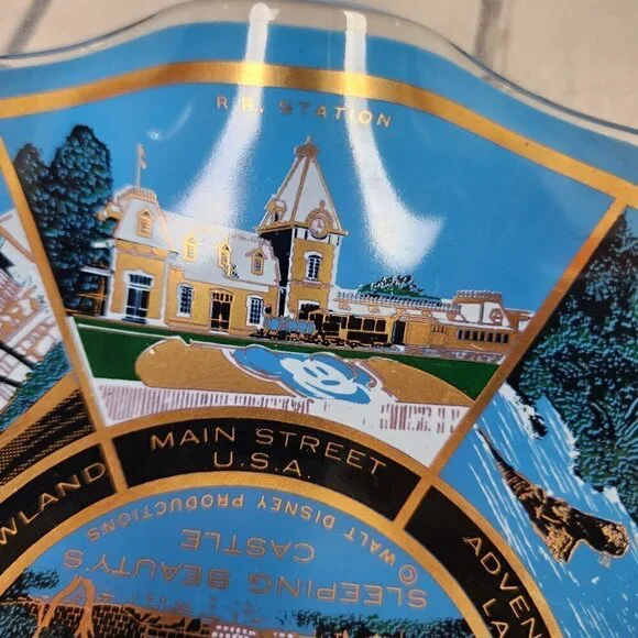 Vintage Disneyland Souvenir Fluted Candy Dish Sleeping Beauty's Castle Blue - Picture 12 of 13